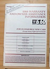 1988 Oldsmobile New Car Warranty & Owner Assistance Information picture