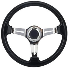 Classic Black Car Racing Steering Wheel Neo Chrome Spokes 14