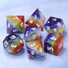 Galactic Dice Premium Dice Sets - Manual Rainbow Set of 7 Stone Dice with Tin picture