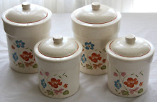 Vintage Treasure Craft Canister Set of 4, Floral Wildflowers Cottage Made In USA picture