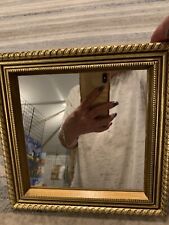 Vintage Ornate Gold 9” Square Wall Mirror~Hollywood Regency~Carved Gilt picture