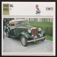 1949-1953 MG TD Series T M.G. Car Photo Spec Sheet Info CARD 1950 1951 1952 picture