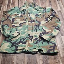 Vintage 99 US Army Jacket Mens Large Green Camouflage Military Full Zip Pockets picture