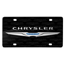 Chrysler 3D Dual Logo on Logo Pattern Black Aluminum License Plate picture