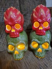 Hyde and Eek Fruit Blow Mold Melon Dragonfruit Skull Tiki Lightup Halloween 2pc picture