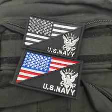 2PCS AMERICAN USA FLAG MARINE U.S.NAVY PRESIDENT FLAG HOOK PATCH BADGE picture