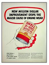 Shell X-100 Motor Oil Premium 1952 Vintage Print Ad Prevent Acid Wear picture