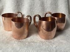 Vintage (2) Barrel and unbranded Round (2) - (2 sets of 2) - SOLID COPPER MUGS picture