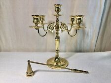 Vintage Baldwin 4 Arm 5 Candle Brass Candelabra W/Candles And Snuffer 11.5” picture