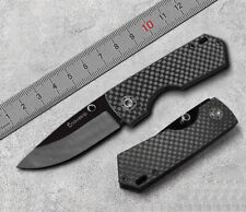 Carbon Fiber Folding Knife Ceramic Blade Mini Pocket Survival Keychain Pendant picture