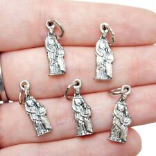 Lot of 5 St Saint Anne Silhouette Mini Silver Tone Pendant Medals Rosary Parts picture
