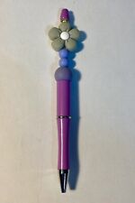 NEW Beaded Ink Pens Custom Penpal Stationery Ballpoint Flower Blue Purple picture