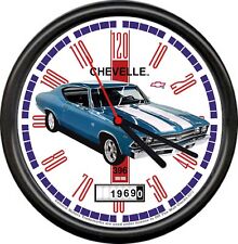 Licensed 1969 396 Chevelle  Blue 2 Door Chevrolet General Motors Sign Wall Clock picture