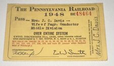1948 Pennsylvania Railroad Ticket Stub Yearly Season Pass Badge Conductors Wife picture