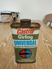 CASTROL GIRLING BRAKE & CLUTCH FLUID VINTAGE OIL CAN NOS full can  picture