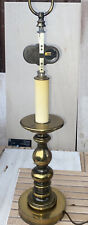 Vintage Antique Heavy Polished Bronze Brass Table Lamp 20”x5”  Dual Bulb Quality picture