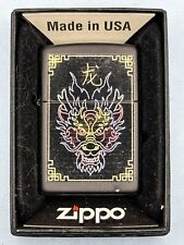 2021 Neon Dragon Design Black Matte Zippo Lighter NEW picture