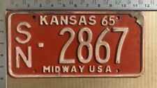 1965 Kansas license plate SN 2867 YOM DMV Shawnee Ford Chevy Dodge 11780 picture