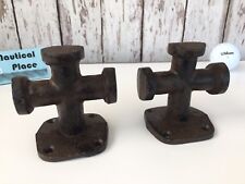 2 x Large Cast Iron Bollard Cleats, Heavy Duty Working For Boat Dock Commercial picture
