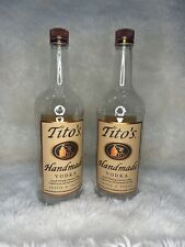 Lot of 2 Empty 1 Liter Titos Vodka Bottles Pre Washed and Pre Owned picture