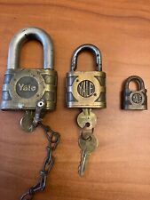 Vintage Yale Lock Lot With 2 Keys Large, Medium, And Small 2.5” , 1.7/8” And 1&1 picture