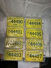 8 NOS 1972 Minnesota 10,000 Lakes motorcycle license plates consecutive Numbers picture