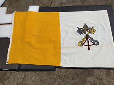 Vintage Papal Vatican Flag Cotton Sewn Large 3'x5' picture