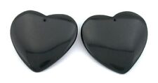 Two 1 1/3 Top Front Drilled Black Obsidian Focal Gem Gemstone Bead EBS8641 picture