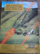 NGK V-GROOVED GREEN SPARK PLUG COPPER CORE LONDON ADVERT APPROX A4 SIZE FILE 5 picture