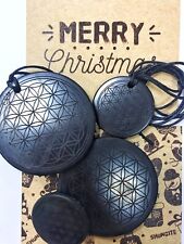 Christmas shungite set 2 plates for phone 2 pendants engraved Flower of life picture