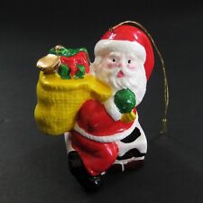 Santa at Chimney Ceramic Christmas Ornament 3in W R Co Taiwan Vintage 1980 picture