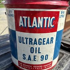 Vintage 5 Gallon Atlantic Motor Oil Can  SA 20 1957 Gas Garage Advertising Sign picture