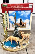 Vintage 2000 Christmas Village Lemax Testing the Water Deer Winter Pond Cardinal picture