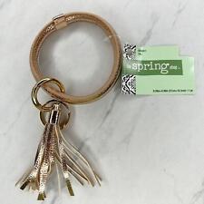 The Spring Shop Metallic Gold Faux Leather Bangle Bracelet Keychain Keyring picture