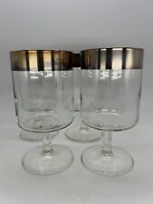 Vintage MCM Dorothy Thorpe Silver Rim Glasses Set Of 4 Wine Water  Goblet picture