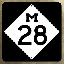 Michigan state route M-28 Marquette upper highway marker 1969 road sign 12x12 picture