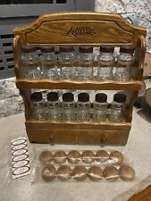 Vintage 2 Tier Wood Spice Rack w 12 Air Tight Shaker Jars and Labels NOS (Read) picture