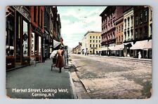 Corning NY-New York, Market Street Looking West, c1909 Antique Vintage Postcard picture
