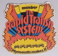 Plymouth Mopar Member Rapid Transit System Sticker 1970 1971 Original Vintage picture