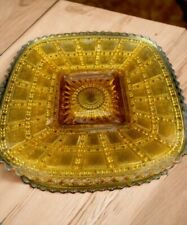 Amber Beaded Block Square Plate Imperial Glass 7 3/4