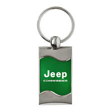Jeep Commander Keychain & Keyring - Green Wave Spun Brushed Metal Key Chain picture