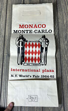 Vtg RARE Monaco Monte-Carlo International Plaza NY Worlds Fair 1964-65 Paper Bag picture