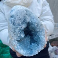 5.8lb Natural Blue Celestite Geode Quartz Crystal Cluster Mineral Rough Specimen picture