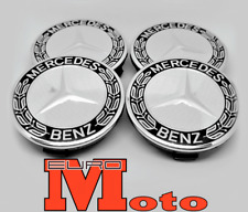 4pcs Mercedes Benz Alloy Wheel Centre Caps 75mm Badges Black Hub Emblem - SET picture