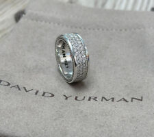David Yurman Sterling Silver 925 Streamline 3 Row Pave Diamond Ring Sz 9 picture