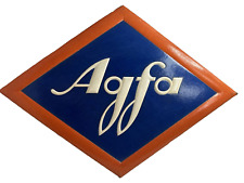 Vintage 1950s Agfa Blue Orange Enameled Cardboard Sign - Excellent Cond picture