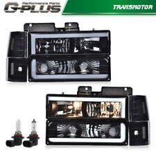 Fit For 88-93 Chevy C/K GMC Sierra Tahoe Smoked/Clear LED Tube Headlights picture