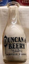 ACL Duncan & Beery Dairy Winfield Kansas Milk Quart Bottle Nice Graphics  picture