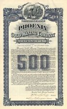 Phoenix Gold Mining Co. - 1904 dated $500 Arizona Gold Mining Bond - Mining Bond picture