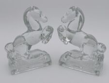 Vintage MCM Rearing Horse Glass Bookends - Smith L. E. Smith Circa 1950's 8x5” picture